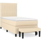 vidaXL Okvir kreveta s oprugama i madrac krem 80x200 cm od tkanine | shoptok.hr