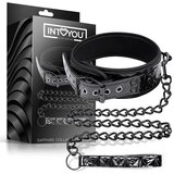 Intoyou Black Sapphire Ovratnica S Povodcem Sapphire Black Vegan Leather Cene