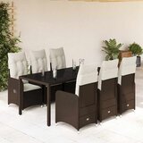  7-dijelni vrtni bistro set od poliratana s jastucima smeđi Smeđa 190 x 90 x 75 cm | shoptok.hr