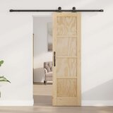  Klizna vrata Prirodna i crna 61 x 198,5 cm Masivna borovina | shoptok.hr
