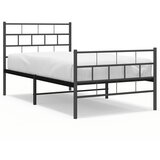 Maison Chic Kovinski Posteljni okvir - Enojna postelja - Postelja za odrasle z vzglavjem in vznožjem črn 100x200 cm-J75, (21768176) | Shoptok.si