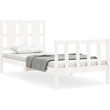  Posteljni okvir z vzglavjem bel 2FT6 trden les | Shoptok.si