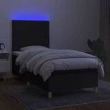 vidaXL Box spring postelja z vzmetnico LED črna 90x190 cm blago | Shoptok.si