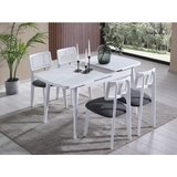Hanah home milla - white white extendable dining table & chairs set (4 pieces) | ePonuda.com