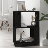 The Living Store Knjižna omara/pregrada črna 51x25x70 cm trdna borovina - Knjižna Omara, (21437216) | Shoptok.si