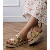 D/CEO Golden glitter espadrille sandals with buckles Induri | Shoptok.si
