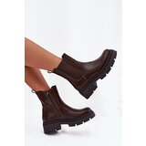 Boto Insulated ankle boots with zipper chocolate Niviane | Shoptok.si