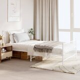 Maison Chic Kovinski Posteljni okvir - Enojna postelja - Postelja za odrasle z vzglavjem in vznožjem bel 107x203 cm, (21695958) | Shoptok.si