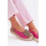 Zazoo 1786 Leather Women's Sandals On Platform With Decoration Fuchsia | Shoptok.si