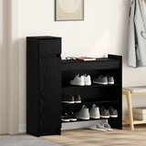 vidaXL Kabinet za čevlje Črni hrast 100.5x28x100 cm Inženirski les | Shoptok.si