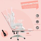  Ergonomska gamerska stolica s lumbalnom potporom osloncem za noge naslonom za glavu s ušima zeca roza | shoptok.hr