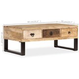  Stolić za kavu s 3 ladice od masivnog drva manga 90 x 50 x 35 cm | shoptok.hr