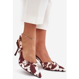 Boto Pumps With Open Heel And Straps Patches White-Brown Ravira | Shoptok.si