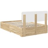  Krevetna konstrukcija s ladicama Sonoma hrast 120 x 200 cm Smeđa 203 x 123 x 90 cm | shoptok.hr