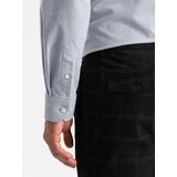 Ombre Elegant men's oxford shirt with embroidery and pocket - light grey | Eponuda.ba