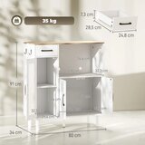  Kuhinjski ormarić s ladicom 2 ormarića otvoreni pretinac rebrasta vrata od akrilnog stakla 80 x 34 x 91 cm Bijela+Hrast | shoptok.hr