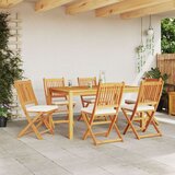  Sklopive vrtne stolice s bijelim jastukom 6 kom Solid Acacia Wood | shoptok.hr