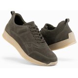 Ombre Lightweight suede men's sports style sneakers - olive Cene