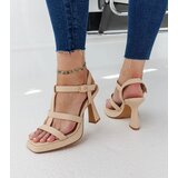 Gemre Light beige eco-leather block heel sandals Pirjo | shoptok.hr