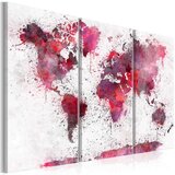  Slika - World Map: Red Watercolors (3 Parts) 120x80 Cijene