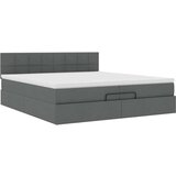 vidaXL Otomanski posteljni okvir z vzmetnicami siv 200x200 cm blago | Shoptok.si