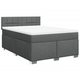 vidaXL Box spring postelja z vzmetnico temno siva 140x200 cm blago, (21304448) Cene