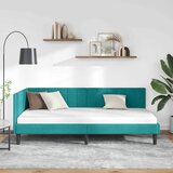  Kutni okvir kreveta s uzglavljem Tirkizna 90 cm x 200 cm Baršun | shoptok.hr