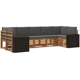 vidaXL Kotna sedežna garnitura 7 pcs Naravna in antracitna Poliester, (5000283431) | Shoptok.si