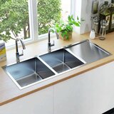 In Ročno izdelano kuhinjsko korito s cedilom in sifonom jeklo | Shoptok.si
