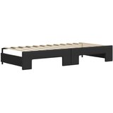  Dnevni krevet na razvlačenje crni 90 x 200 cm od umjetne kože | shoptok.hr
