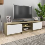 Furnova TV omarica bela in sonoma hrast 140x40x35,5 cm iverna plošča, (21923111) | Shoptok.si