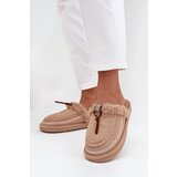Boto Women's slippers with fur and embroidery Beige Perivelle | Shoptok.si