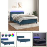 The Living Store Box spring postelja z vzmetnico LED temno modra 140x200cm žamet - Box Spring Postelja, (21737343) | Shoptok.si