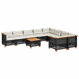  The Living Store Vrtna sedežna garnitura 10-delna z blazinami črn poli ratan - Vrtna Sedežna Garniture, (21461047) | Shoptok.si
