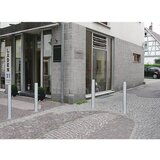  Zaporni stebrič iz nerjavnega jekla, s ploščato glavo, talna puša za pritrditev z vijaki, Ø 76 mm | Shoptok.si