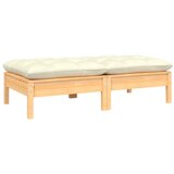 Maison Chic Vrtni kavč - Zunanji kavč dvosed s krem blazinami trdna borovina, (22041945) | Shoptok.si