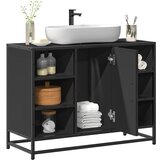 vidaXL Kopalniška omarica za umivalnik črna 80x33x60 cm inženirski les Cene