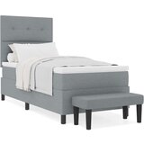 Box Spring Krevet s Madracem i Klupom Svijetlosivi 90x200 cm Tkanina | shoptok.hr