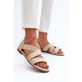 EVENTO Leather Sandals with Elastic Beige Apulia | shoptok.hr