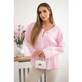 Kesi Włoski Shirt blouse with an embroidered pattern light pink Cijene