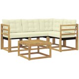 vidaXL Zunanja garnitura za sedenje z blazino 5 pcs Bela in krem, (5000281353) | Shoptok.si