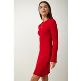  Women's Red Corded A-Line Knitwear Dress | Shoptok.si