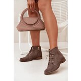 Zazoo Suede Ankle Boots With Flat Heel Dark Beige | shoptok.hr