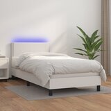 The Living Store Box spring postelja z vzmetnico LED bela 80x200 cm umetno usnje - Box Spring Postelja, (21517249) Cene