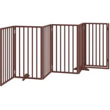  Vrata za pse s vratima, sklopiva, 6 panela, smeđa, 300 cm, drvo topole | Eponuda.com