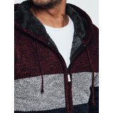 DStreet Sweter męski ocieplany z kapturem bordowy | shoptok.hr