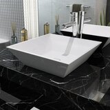 The Living Store Umivalnik Kvadratni Keramika Bele Barve 41,5x41,5x12 cm - Umivalnik, (21750072) | Shoptok.si