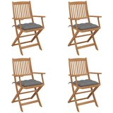 Maison Chic Zložljivi Vrtni Stoli - Stol za vrti 4 kosi z blazinami trden akacijev les JS2949, (21875846) | Shoptok.si