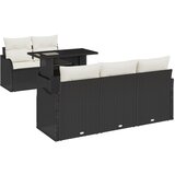 vidaXL 6-dijelni vrtni sofa set s jastučićima crni poli ratan, 2-sjedni vrtni sofa s pohranom i jastučićima crni poli ratan Cijene