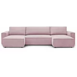 Bobochic Paris svijetlo ružičasta sofa na razvlačenje "U" Nihad Panoramique